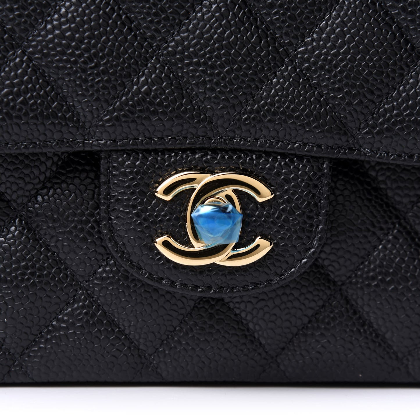 Caviar Quilted Medium Double Flap Black