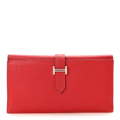 Hermes Epsom Bearn Gusset Wallet Rouge Casaque 1 of 6