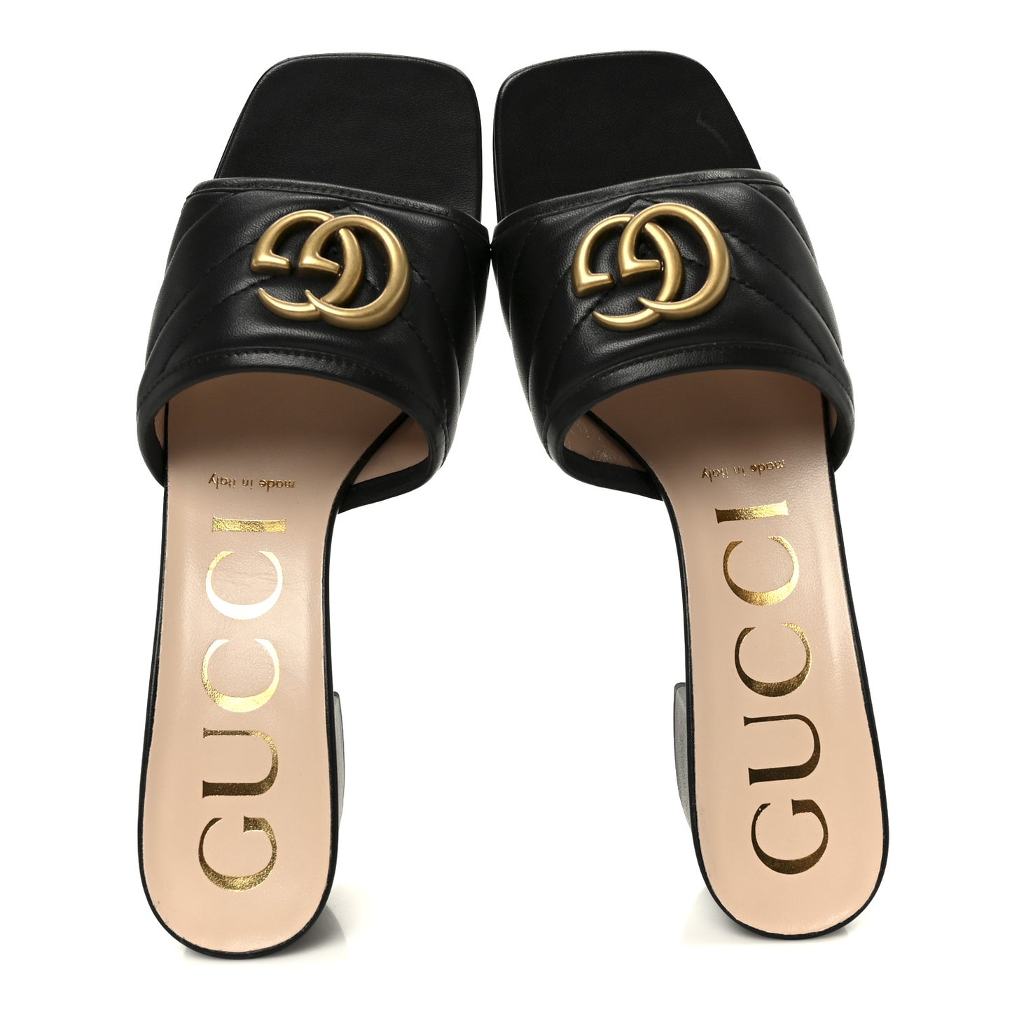 Nappa Matelasse GG Marmont 55mm Slide Sandals 37 Black