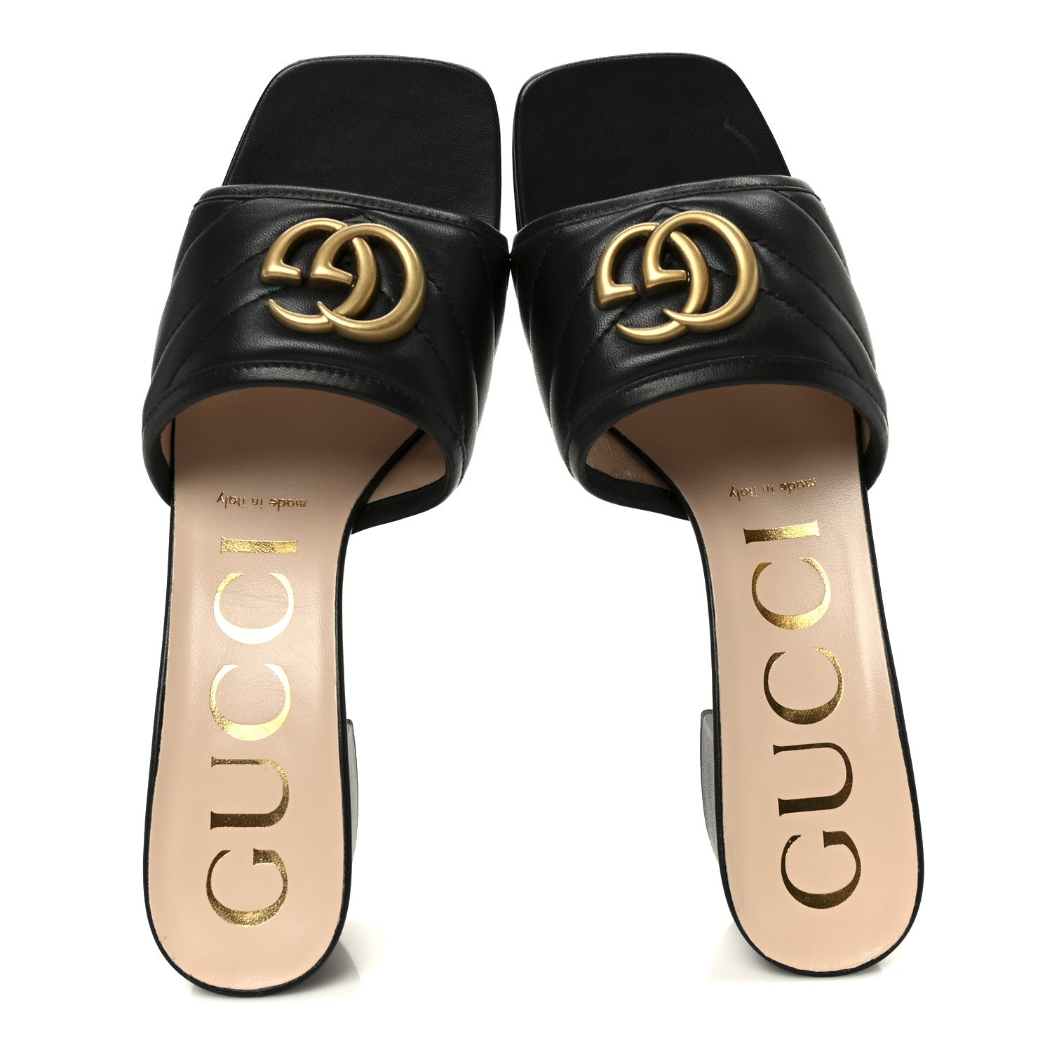 Gucci Nappa Matelasse GG Marmont 55mm Slide Sandals 37 Black 2 of 11