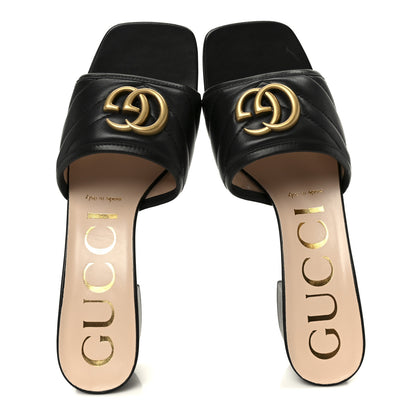 Gucci Nappa Matelasse GG Marmont 55mm Slide Sandals 37 Black 2 of 11