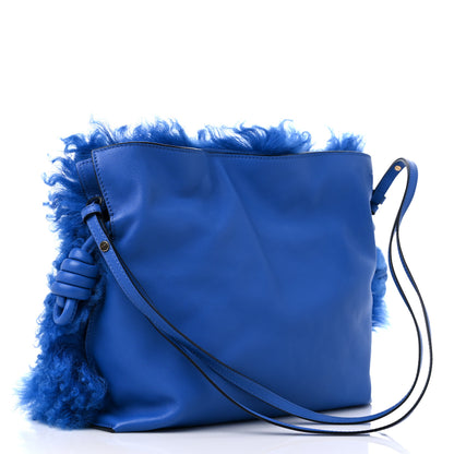 Loewe Nappa Shearling Flamenco Knot Clutch Blue 3 of 9