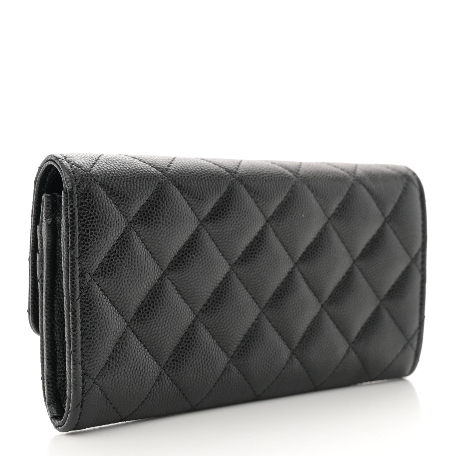 Chanel Caviar Quilted Crystal CC Large Gusset Flap Wallet Black 3 of 9