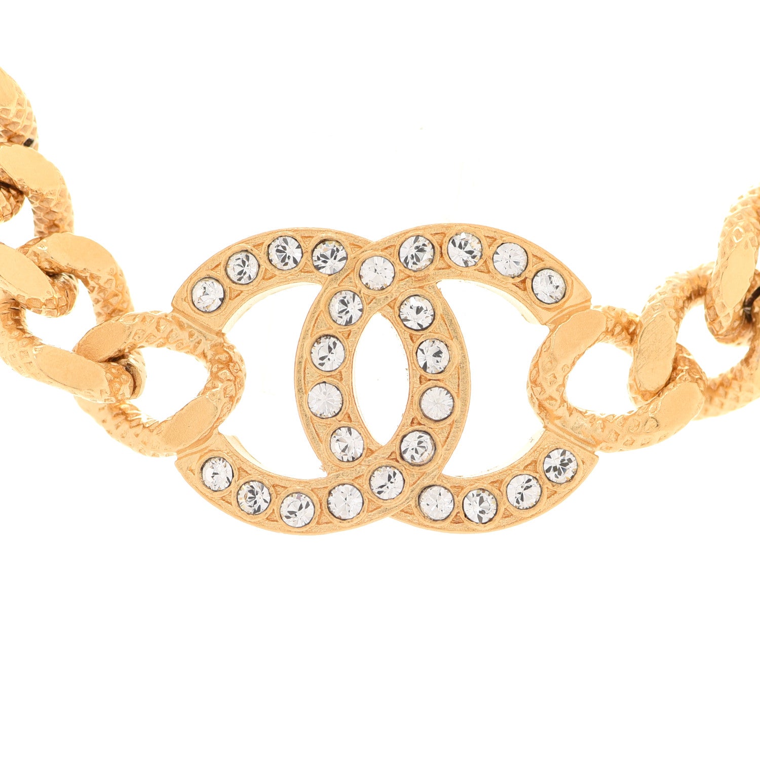 Chanel Crystal Chain Link CC Choker Necklace Gold 4 of 6