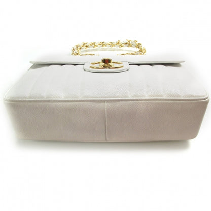 Chanel Caviar Vertical Quilt Jumbo Flap White 4 of 13