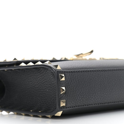 Valentino Garavani Pebbled Calfskin Medium Rockstud Flip Lock Crossbody Bag Black 7 of 9
