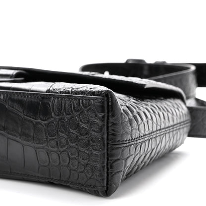 Balenciaga Extra Supple Calfskin Crocodile Embossed Monochrome XS Downtown Shoulder Bag Black 9 of 9