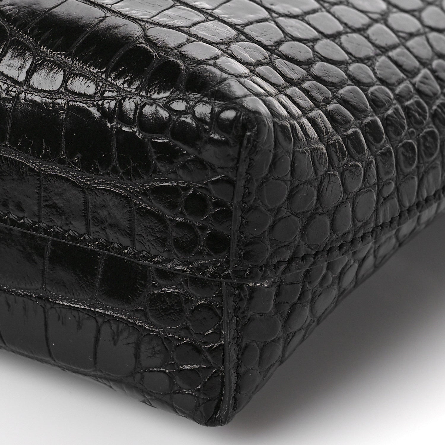 Tom Ford Calfskin Crocodile Embossed Mini Maxi Chain Bucket Bag Black 8 of 8
