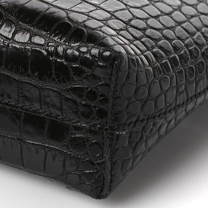 Tom Ford Calfskin Crocodile Embossed Mini Maxi Chain Bucket Bag Black 8 of 8