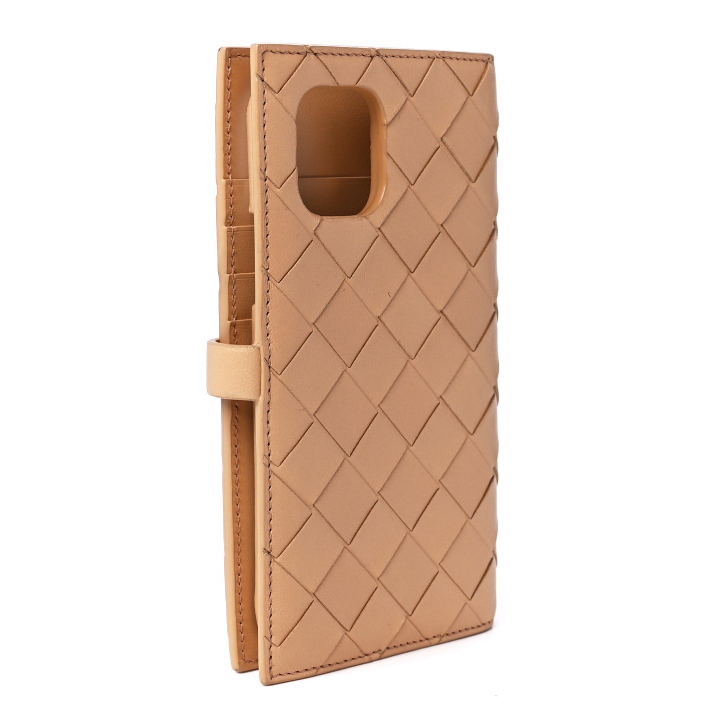 Nappa Intrecciato Crossbody Phone Holder Sand
