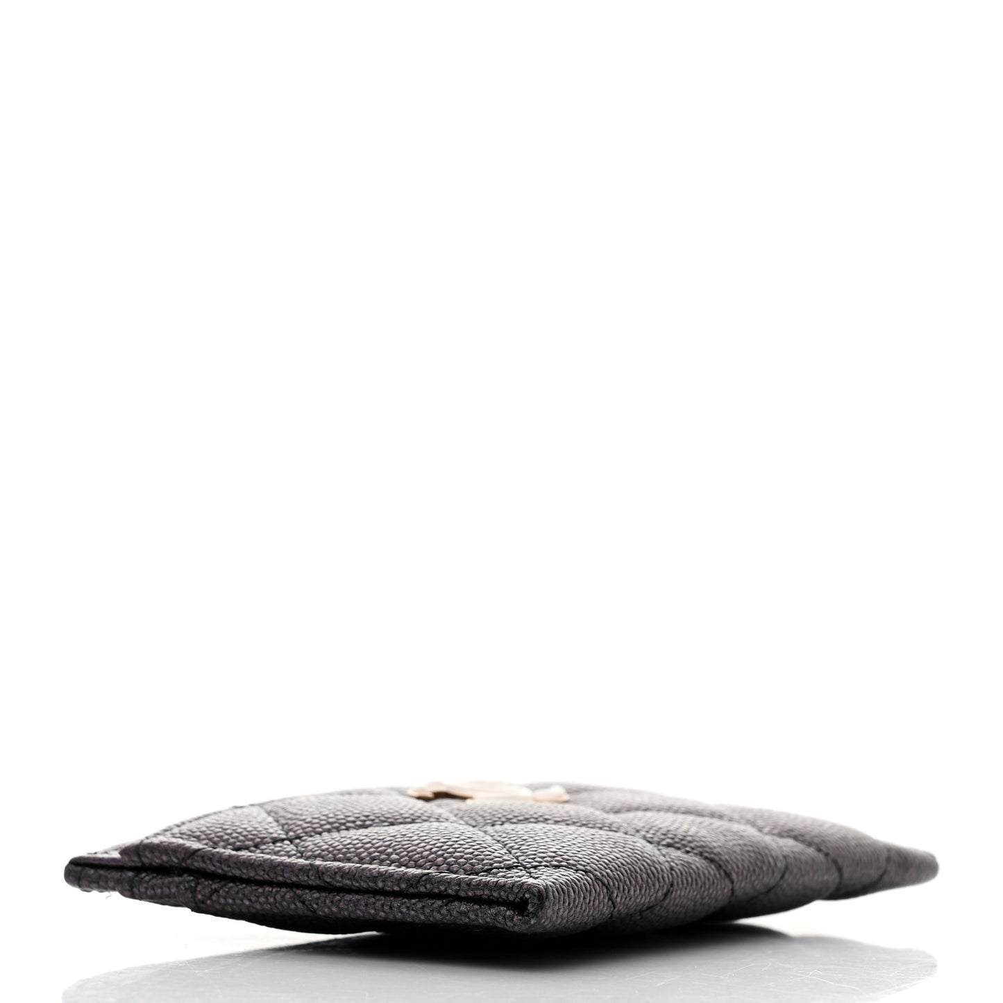 Iridescent Caviar Quilted Card Holder Black