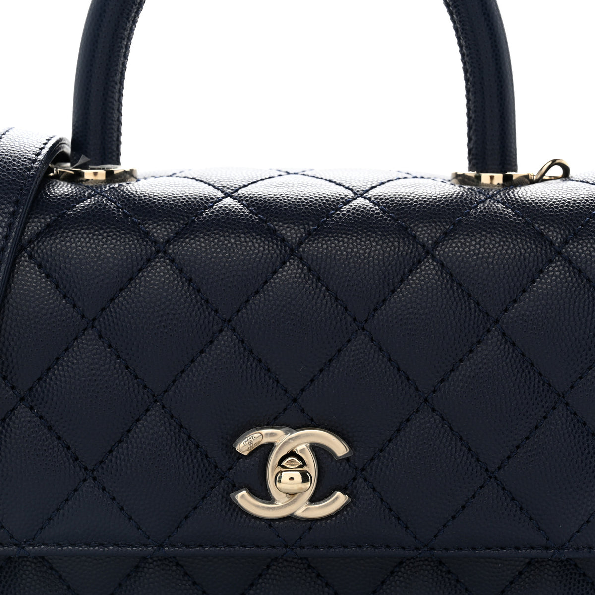 Chanel Caviar Quilted Mini Coco Handle Flap Navy Blue 8 of 11