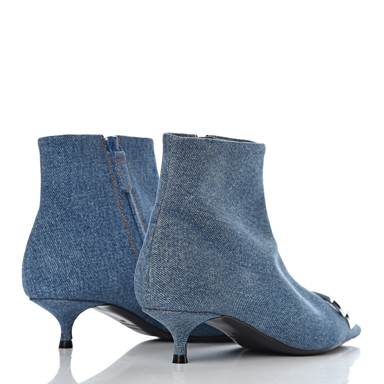 Balenciaga Denim BB Pointy Toe Ankle Booties 37 Light Bleu 4 of 10