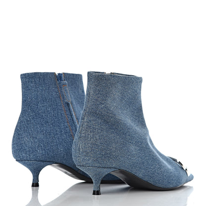 Balenciaga Denim BB Pointy Toe Ankle Booties 37 Light Bleu 4 of 10
