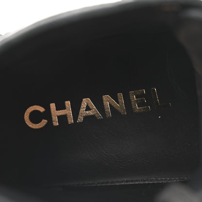 Chanel Aged Calfskin Lace Up Cap Toe Sneakers 36 Black White 8 of 9