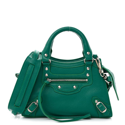 Balenciaga Grained Calfskin Neo Classic Silver Hardware Mini City Jade 1 of 14