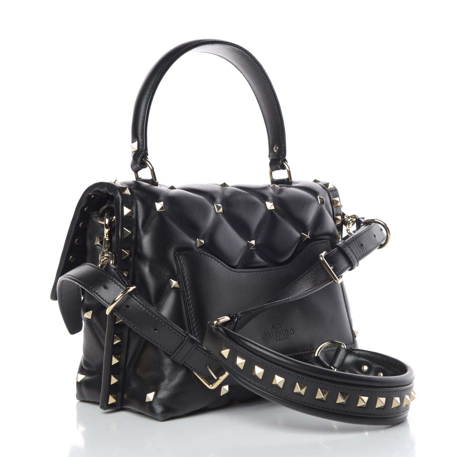 Valentino Garavani Lambskin VLTN Print Candystud Top Handle Bag Black 4 of 12