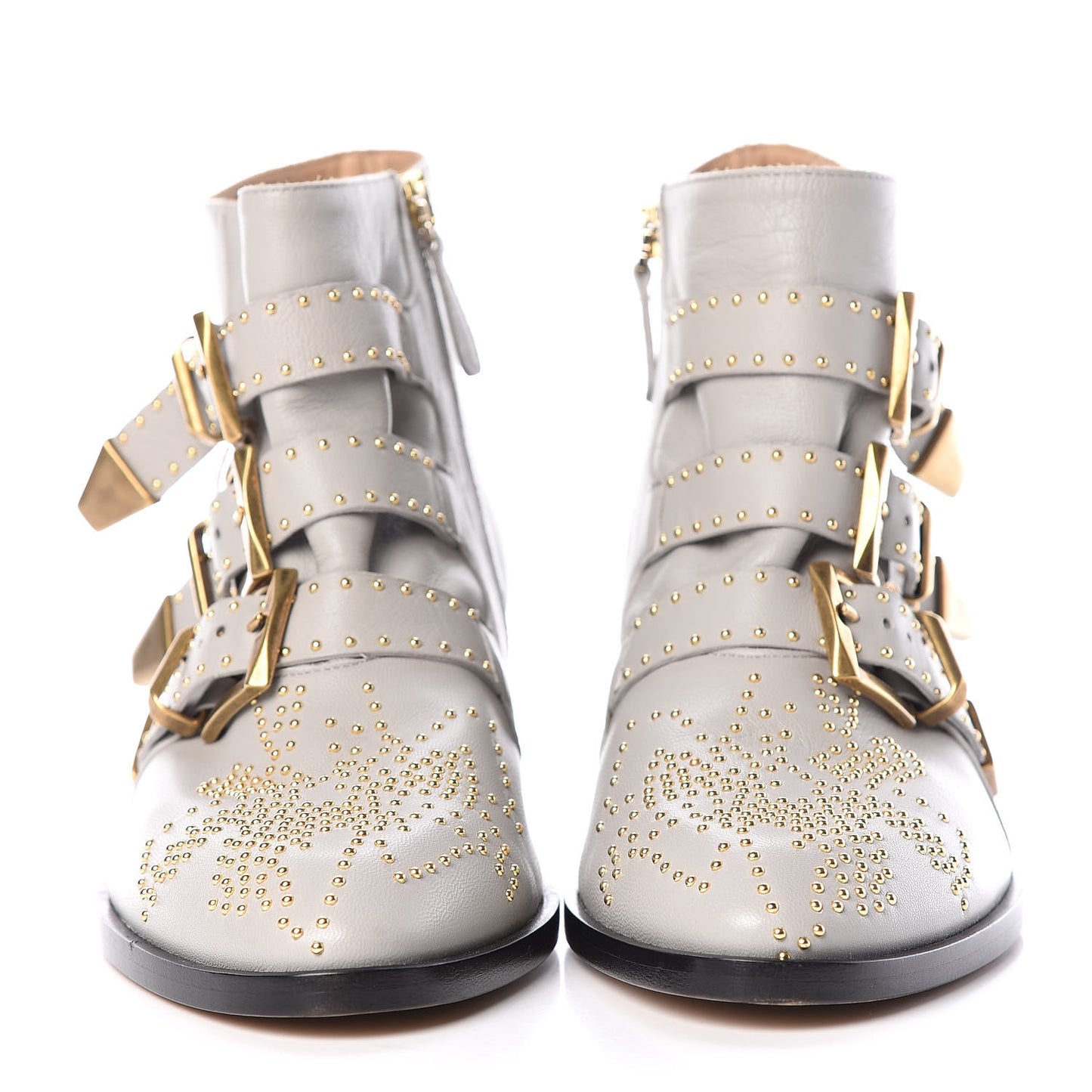 Nappa Sheepskin Studded Susanna Ankle Boots 36.5 Grey Gold