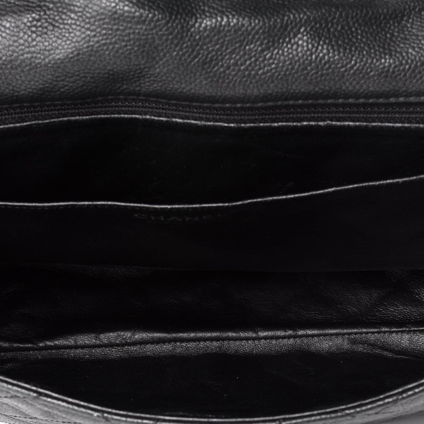 Washed Caviar Quilted Maxi Single Flap Black