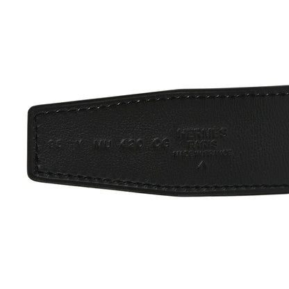 Hermes 18K White Gold Diamond Matte Porosus Crocodile 32mm Belt 95 Black 3 of 8