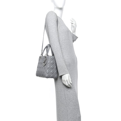 Christian Dior Lambskin Cannage Medium Lady Dior Grey 2 of 10