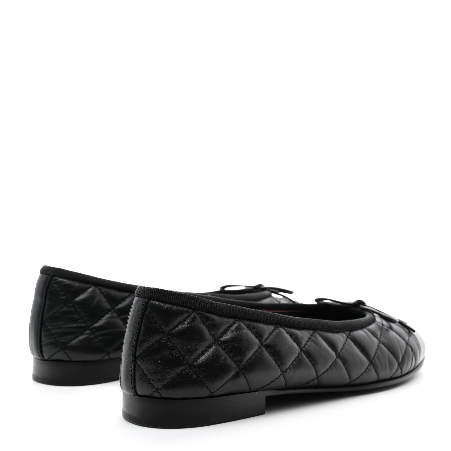 Chanel Aged Calfskin Quilted CC Cap Toe Ballerina Flats 37 Black 4 of 8