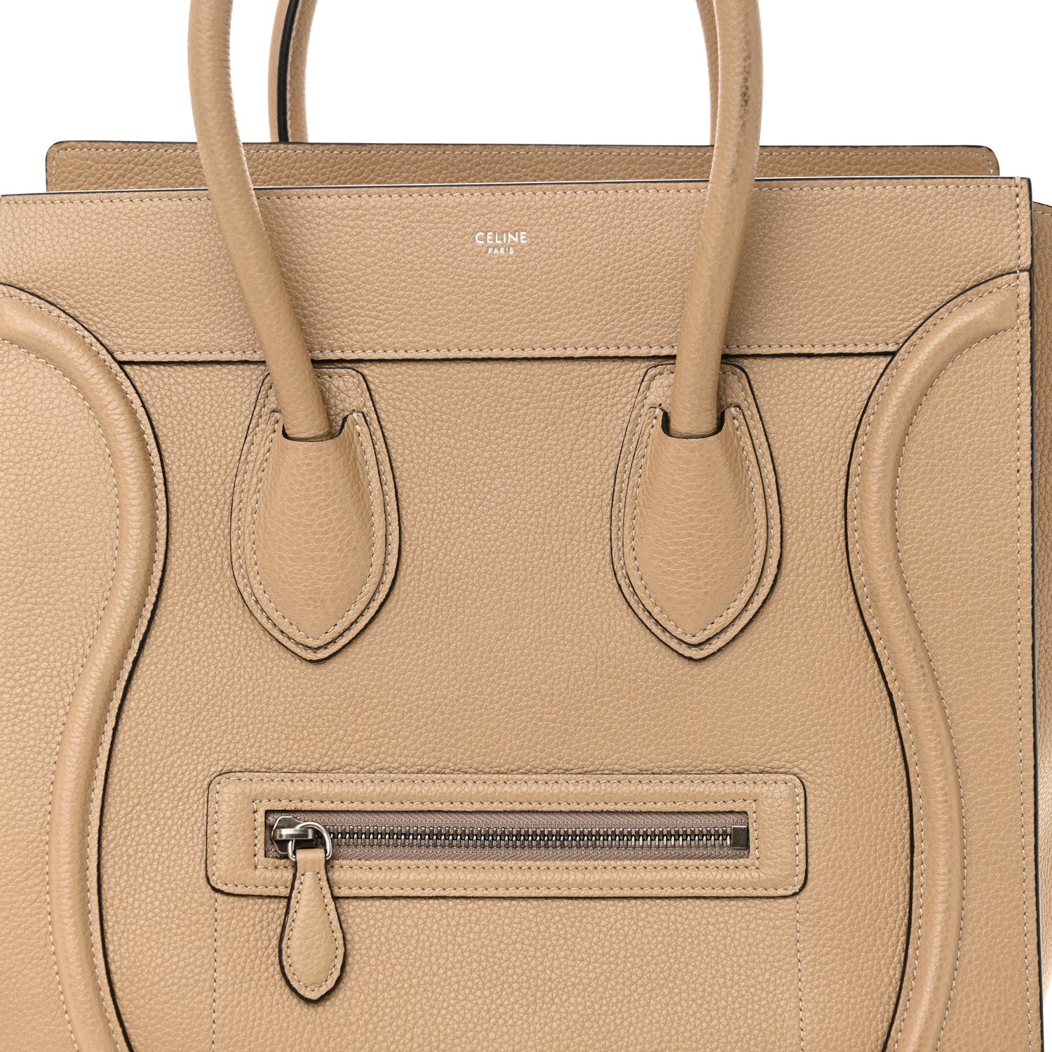 Celine Drummed Calfskin Mini Luggage Dune 8 of 11
