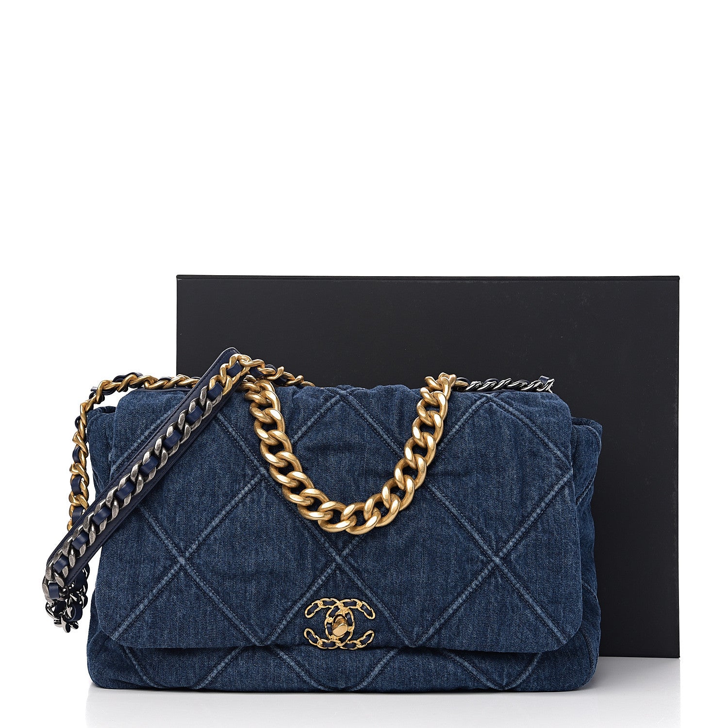Chanel Denim Quilted Maxi Chanel 19 Flap Blue 10 of 10