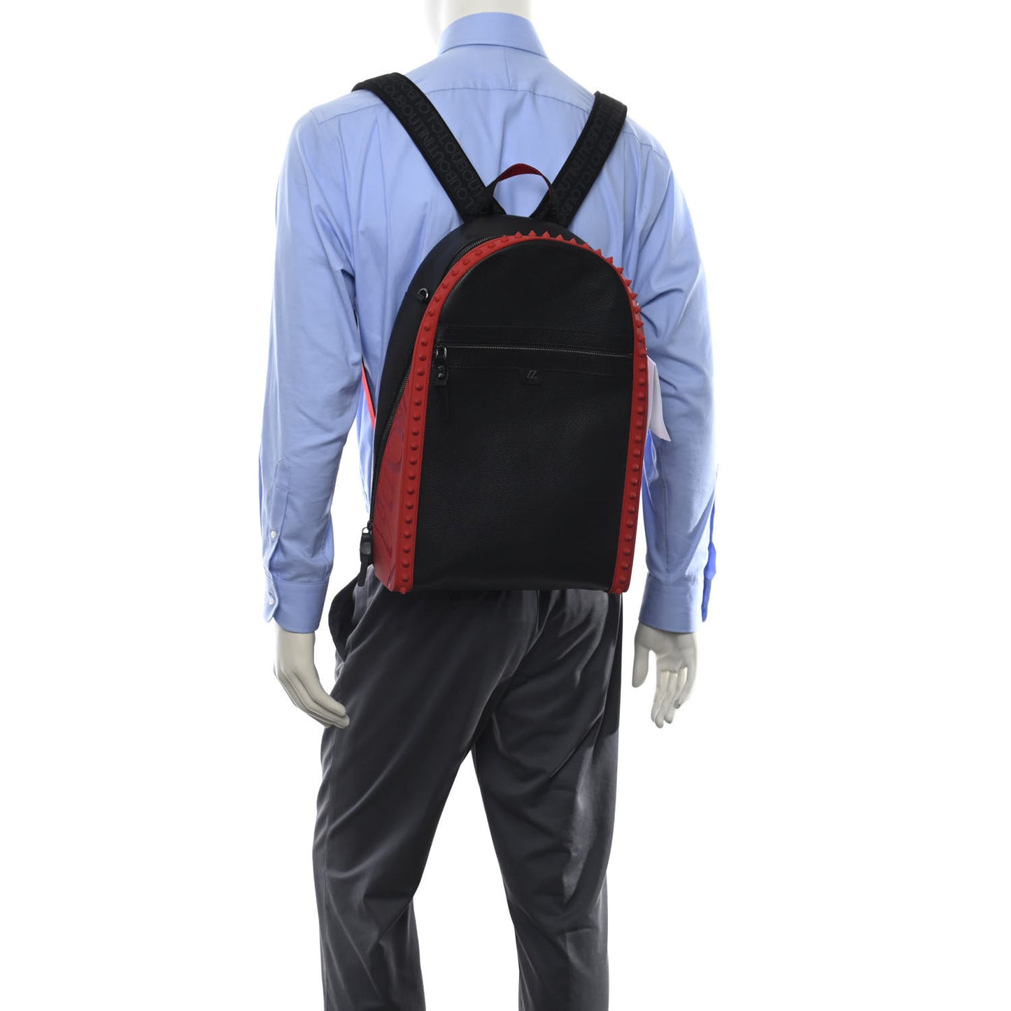 Calfskin Nylon Backparis Spiked Backpack Black
