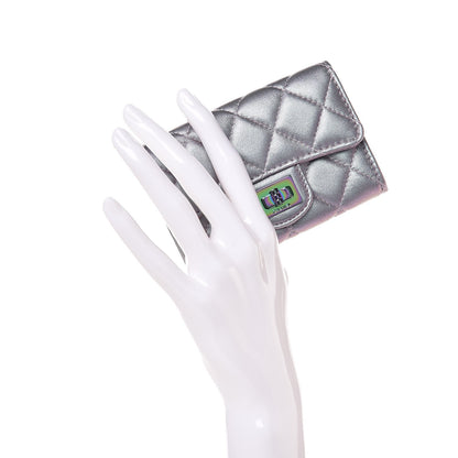 Chanel Iridescent Lambskin Quilted Reissue Flap Card Holder Light Purple 2 of 9