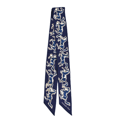 Hermes Silk Chevaux En Liberte Twilly Marine Indigo Blanc 2 of 3