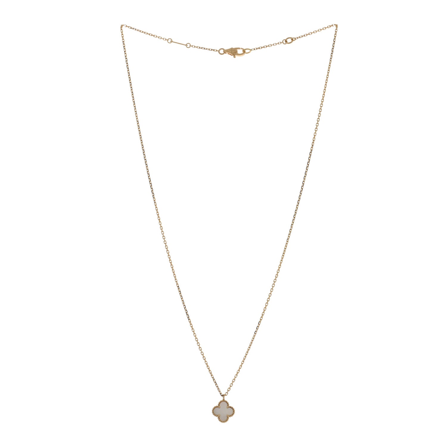 Van Cleef & Arpels 18K Yellow Gold Mother of Pearl Sweet Alhambra Pendant Necklace 3 of 5