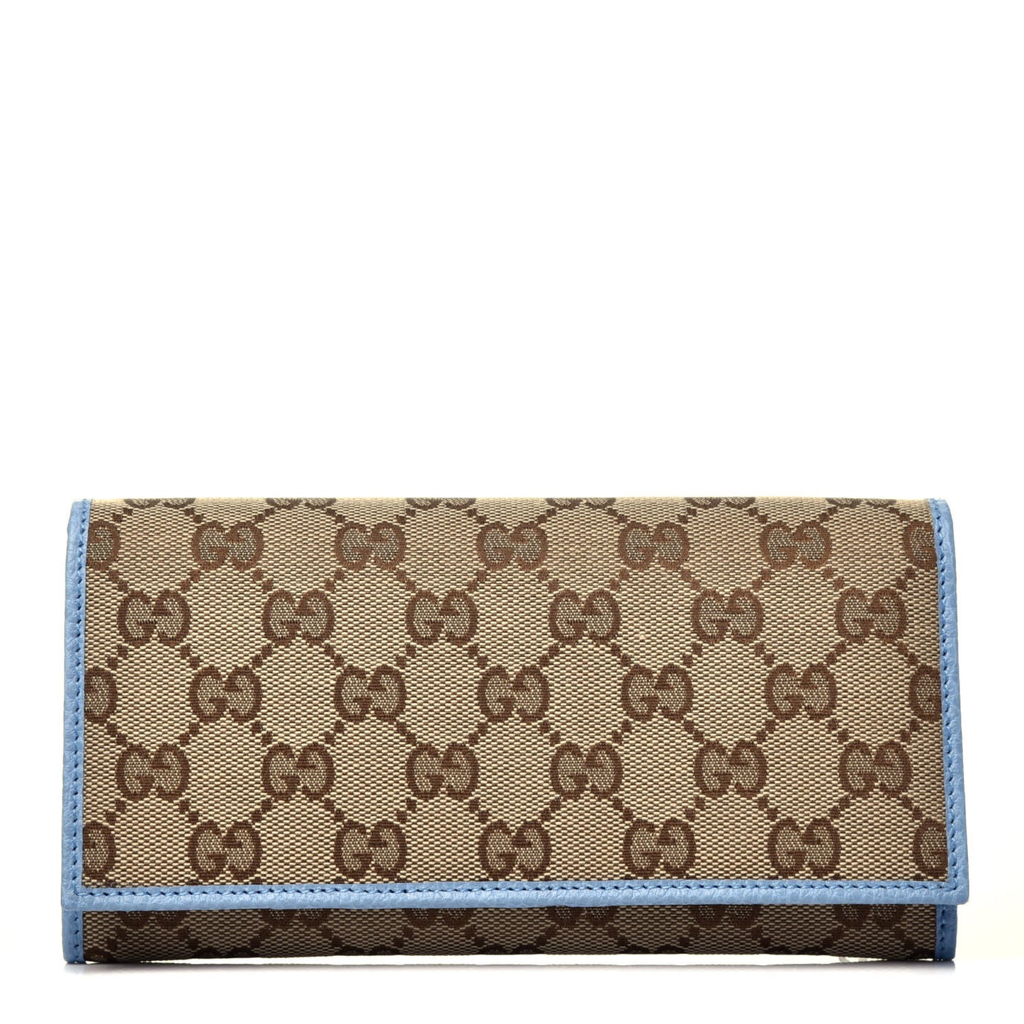 Monogram Dollar Calfskin Continental Flap Wallet Beige Ebony Mineral Blue