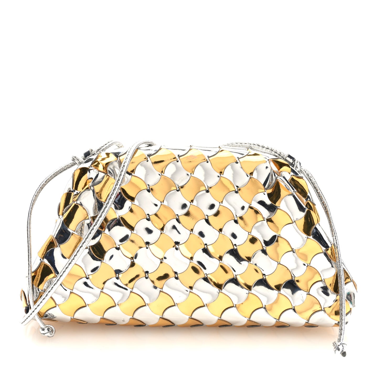 Metallic Lambskin Intrecciato The Mini Pouch Silver Gold