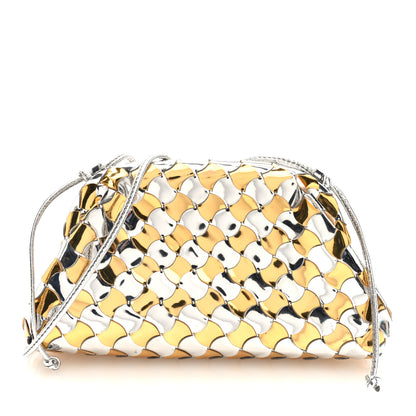 Bottega Veneta Metallic Lambskin Intrecciato The Mini Pouch Silver Gold 1 of 9