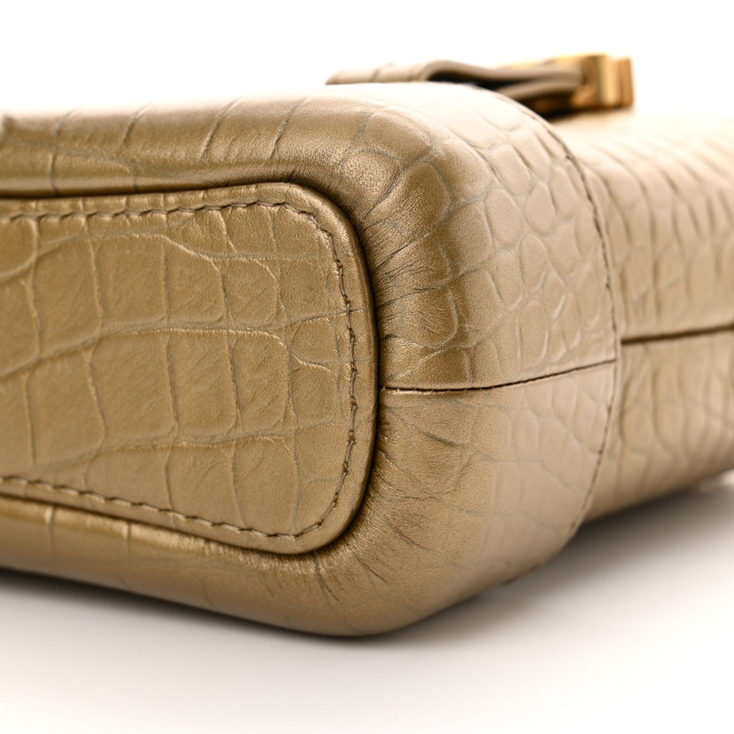 Metallic Calfskin Crocodile Embossed Cocodile Small Gabrielle Hobo Gold