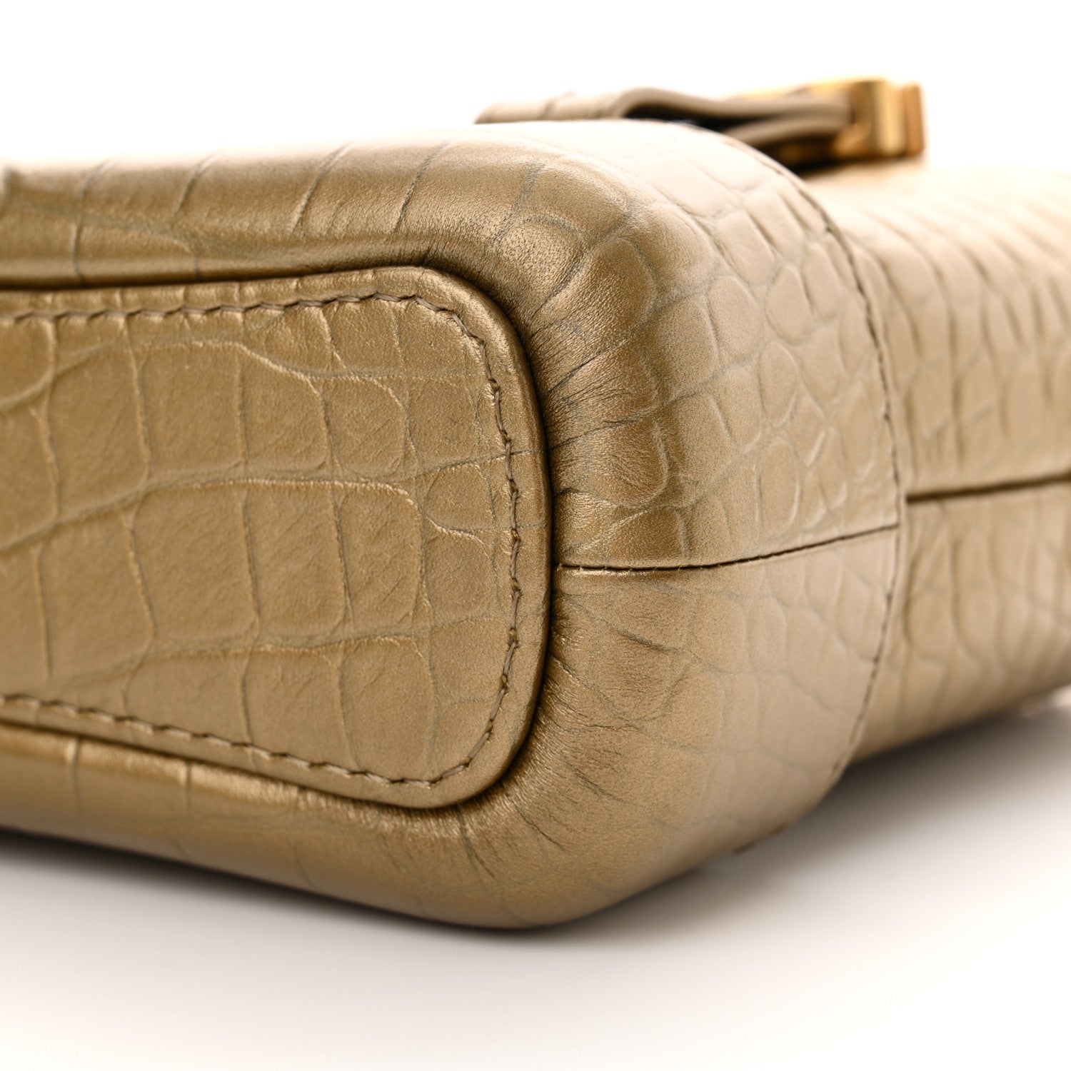 Chanel Metallic Calfskin Crocodile Embossed Cocodile Small Gabrielle Hobo Gold 11 of 11