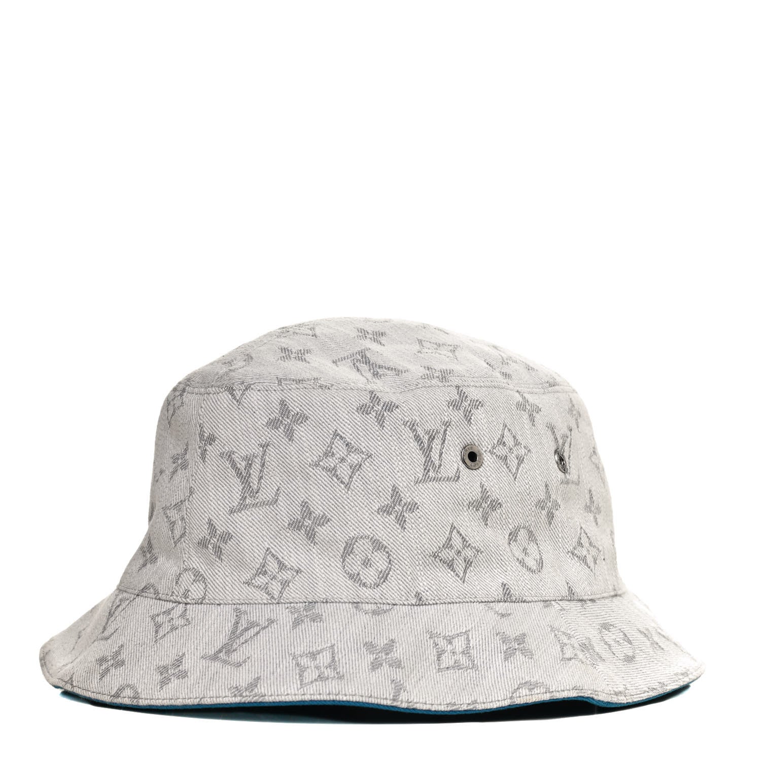 Louis Vuitton Monogram Denim Transformable Bob Bucket Hat 60 White Blue 1 of 14