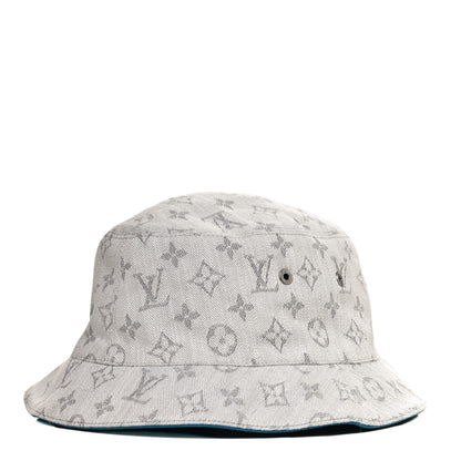 Louis Vuitton Monogram Denim Transformable Bob Bucket Hat 60 White Blue 1 of 14