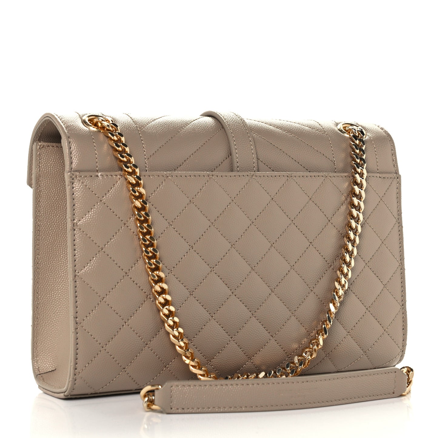 Grain De Poudre Textured Mixed Matelasse Medium Triquilt Monogram Satchel Dark Beige