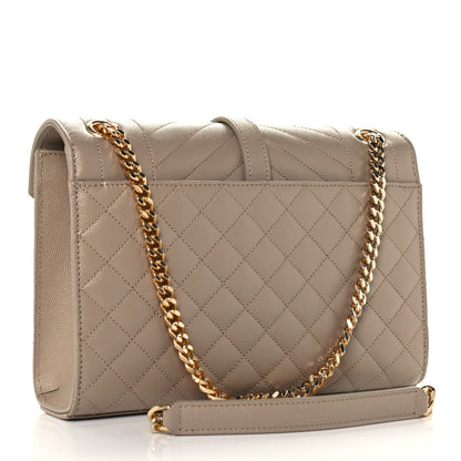 Saint Laurent Grain De Poudre Textured Mixed Matelasse Medium Triquilt Monogram Satchel Dark Beige 3 of 12