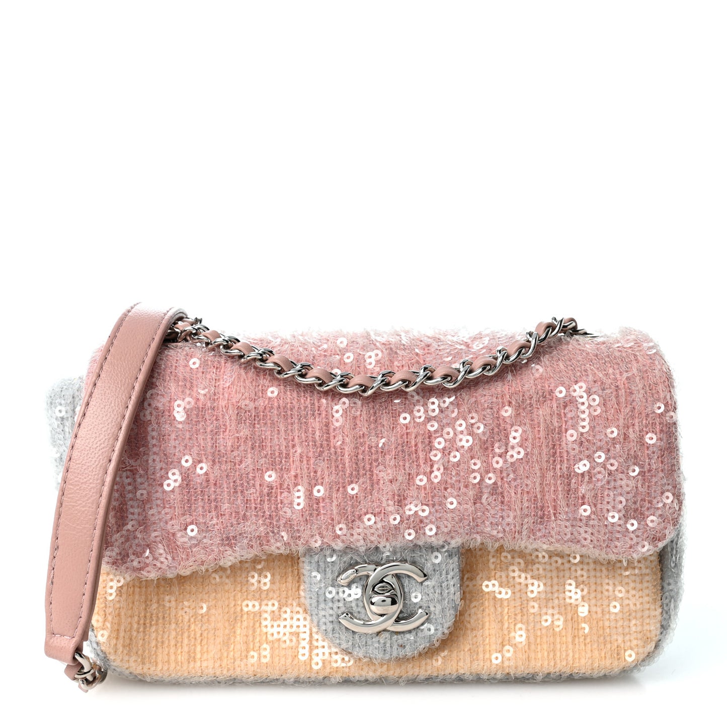 Sequin Mini Waterfall Flap Pink Blue Yellow