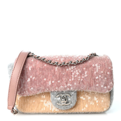 Chanel Sequin Mini Waterfall Flap Pink Blue Yellow 1 of 10