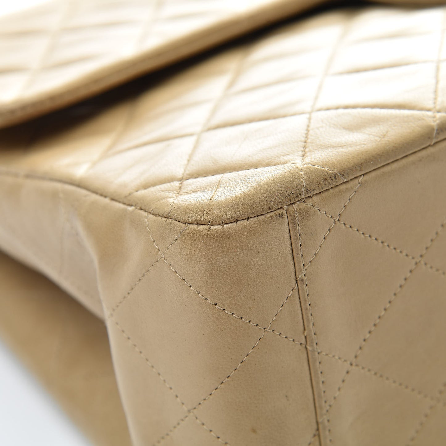 Lambskin Quilted Maxi Single Flap Dark Beige