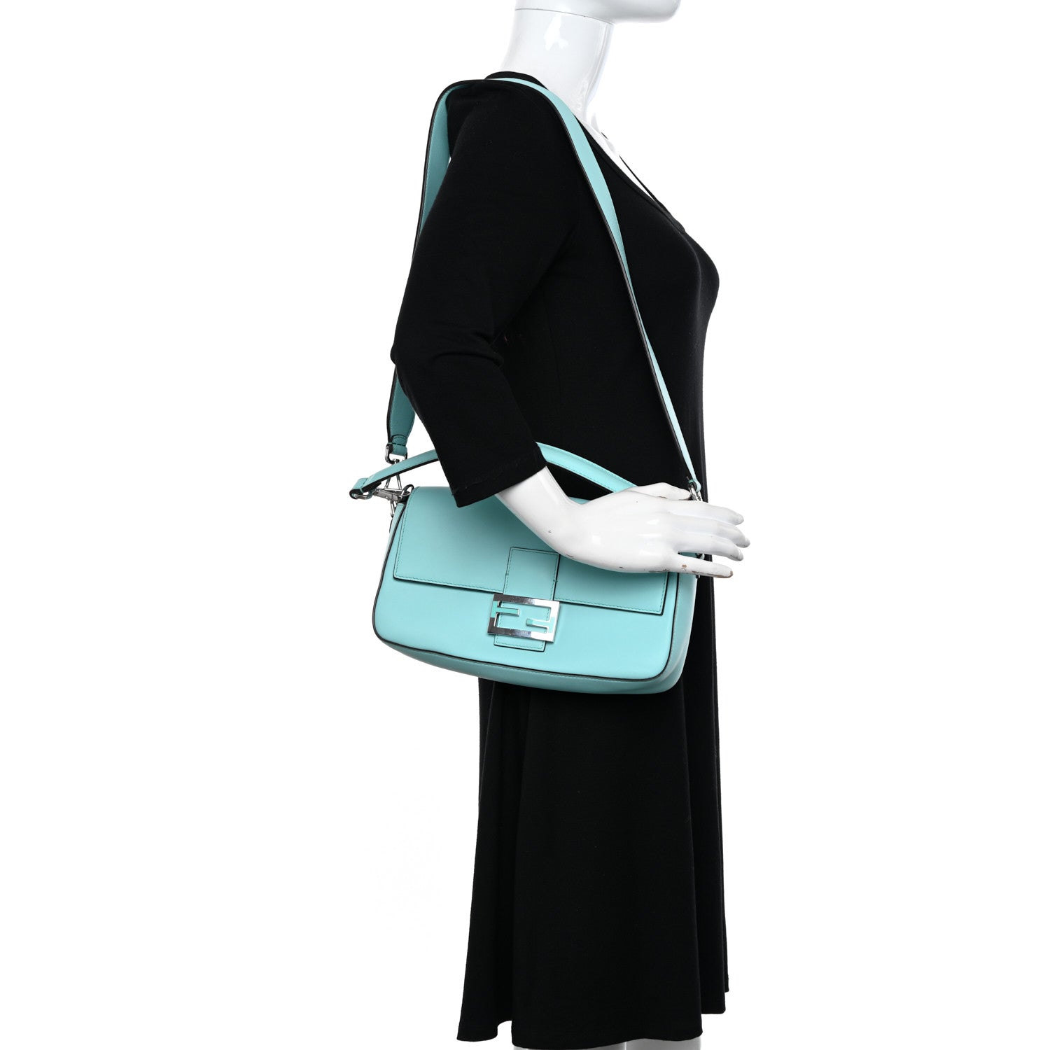 Fendi X TIFFANY Nappa Silver Baguette Blue Tiffany Silver 2 of 12