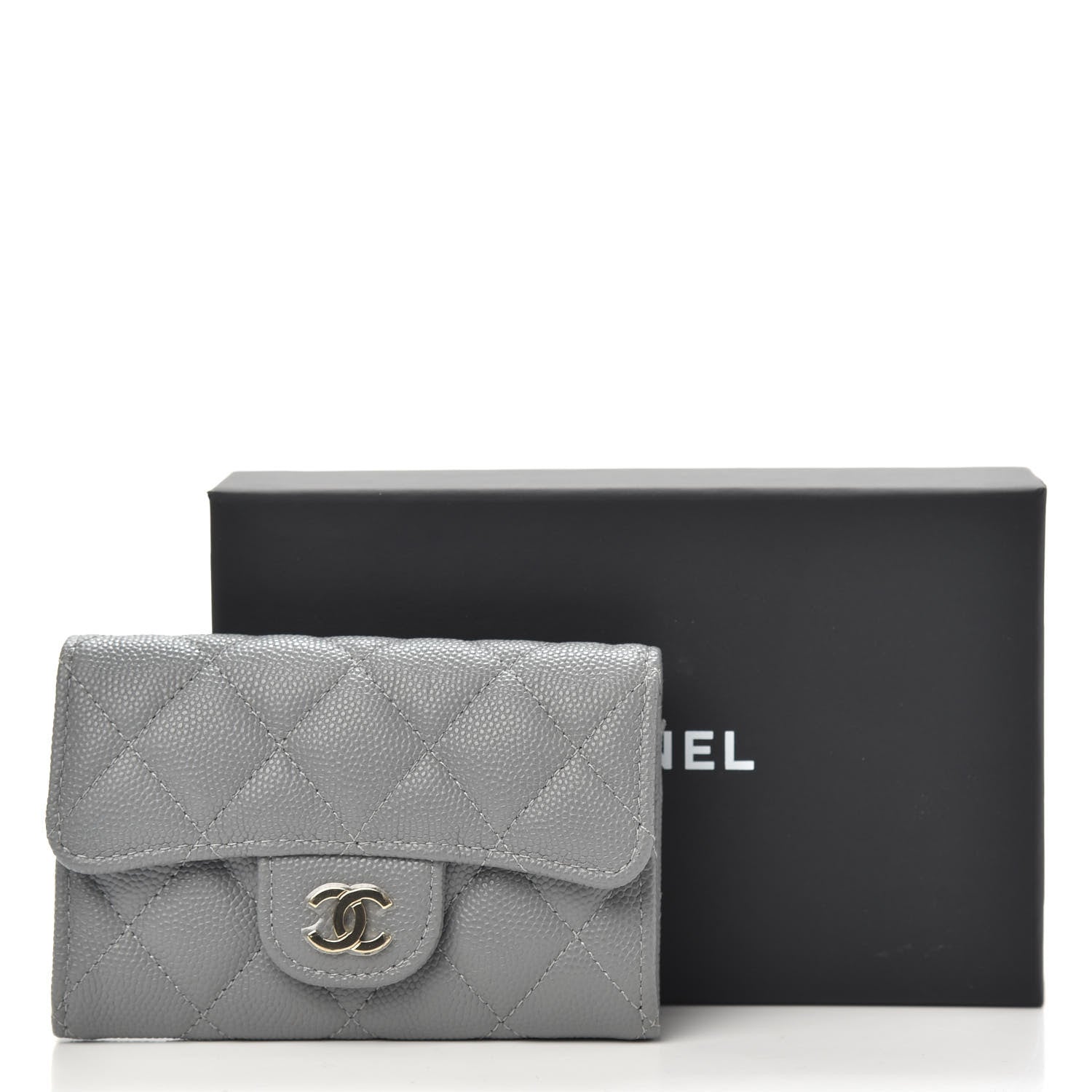 Chanel Caviar Quilted Flap Card Holder Wallet Dark Grey 18 of 18