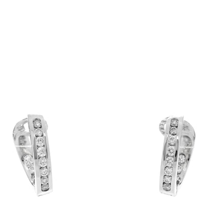 Tiffany Platinum Diamond .78ctw Hoop Earrings 1 of 4