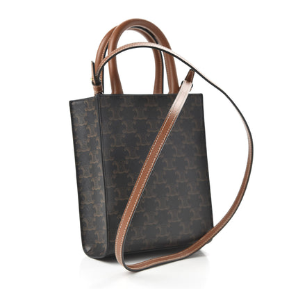 Celine Triomphe Canvas Calfskin Mini Vertical Cabas Tan 3 of 8
