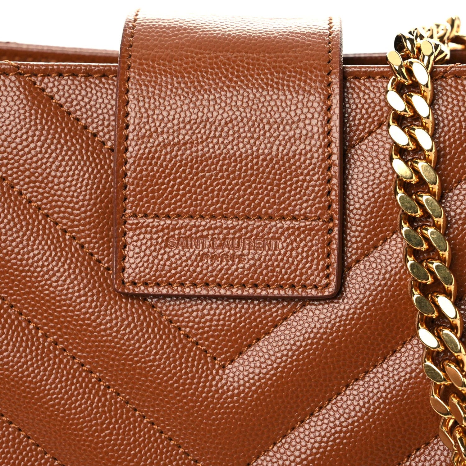 Saint Laurent Grain De Poudre Matelasse Chevron Large Monogram Shopping Bag Tan 8 of 10