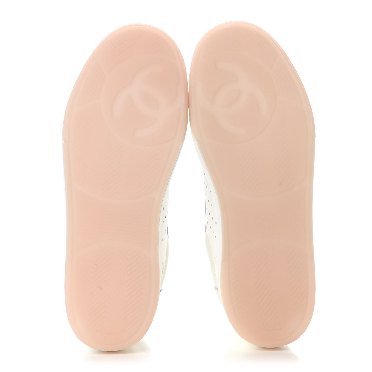 Grained Calfskin Fabric Womens Logo Sneakers 39.5 White Pink